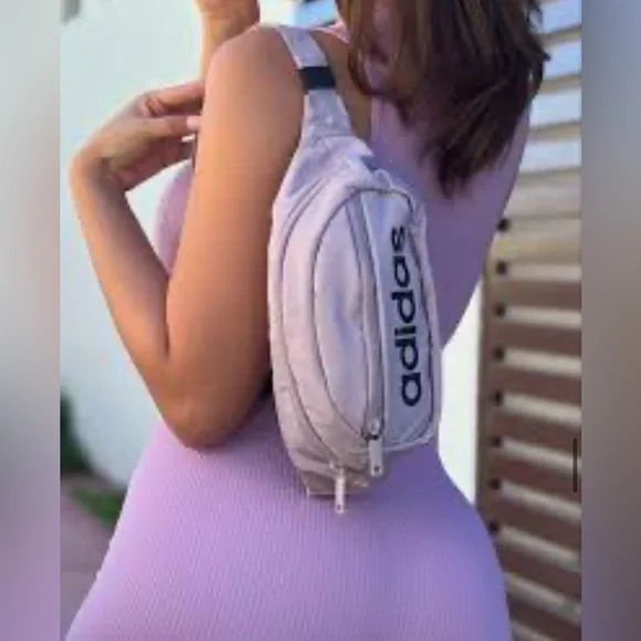 Adidas Lavender Quilted Waist Purse/ Fanny Pack w/ Adjustable Strap to 33”-34” - Picture 1 of 11